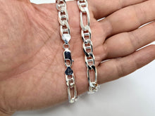 Load image into Gallery viewer, 925 Sterling Silver Beveled Edge Figarucci Link Chain Necklace 8mm 7" to 30"
