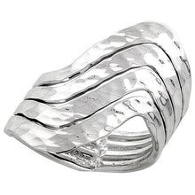 Load image into Gallery viewer, Sterling Silver Wire Wrap Ring Hammered Curves Bypass Handmade 1 1/8in Size 6~10
