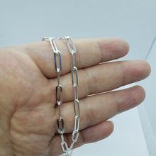 Load image into Gallery viewer, 925 Sterling Silver Paperclip Chain Necklace Bracelet Italy 4mm Sizes 7-30 inch
