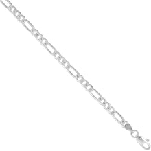 Load image into Gallery viewer, 925 Sterling Silver Pave Cut Beveled Figaro Link Chain Necklace 4.5mm 7" to 30"
