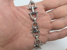 Load image into Gallery viewer, 925 Sterling Silver Large Horseshoe Link Chain Bracelet 19mm Wide 8.5" Long
