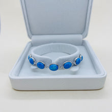 Load image into Gallery viewer, Sterling Silver Synthetic Opal Oval Links Bracelet for Women lobster lock
