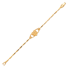 Load image into Gallery viewer, 14K Yellow Gold Fancy 15 Anos Years on Heart CZ Bracelet Quinceañera Gift
