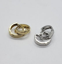 Load image into Gallery viewer, 14K Real Yellow White Gold Huggie Hoop Earrings Diamond Cut Round 11mm Men Women
