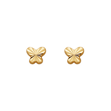 Load image into Gallery viewer, 14K Yellow Gold Diamond Cut Butterfly Stud Earrings 6x5mm 2grams Screw Backing
