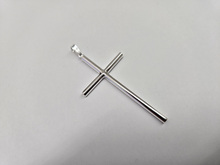 Load image into Gallery viewer, 925 Sterling Silver Large Plain Tubular Cross Pendant 2 1/4 Inch Tall (56mm)
