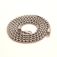 Load image into Gallery viewer, Stainless Steel Cylindrical Round Box Chain Necklace 3.6mm, Sizes 18-24 Inches
