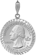 Load image into Gallery viewer, Sterling Silver Quarter Dollar Bezel 24 mm Coins Prong Back Diamond Cut 25 Cent
