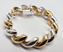 Load image into Gallery viewer, 925 Sterling Silver Two Tone Gold-Plated San Marco Necklace Bracelet 14mm 7"-18"
