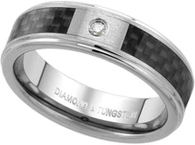 Load image into Gallery viewer, 6mm 8mm Tungsten Diamond Wedding Ring for Him Her Comfort fit Sizes 4 to 13
