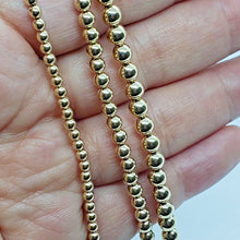 Load image into Gallery viewer, 14K Yellow Gold Hollow 3mm 4mm 5mm Bead Chain Bracelet 6.75" 7" with Extension
