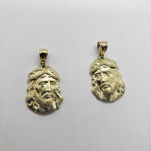 Load image into Gallery viewer, Authentic 10K Yellow Gold Diamond Cut Jesus Face Pendant Charm Left Right Styles
