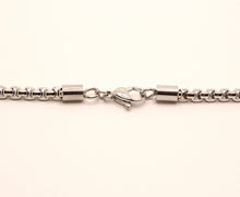 Load image into Gallery viewer, Stainless Steel Cylindrical Round Box Chain Necklace 3.6mm, Sizes 18-24 Inches
