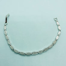 Load image into Gallery viewer, Sterling Silver Synthetic Opal Bracelet Oval &amp; Square Links Hand Inlay
