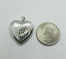 Load image into Gallery viewer, 1 inch Sterling Silver Heart Locket 4Picture Charm Pendant w/out Chain 16"-24"
