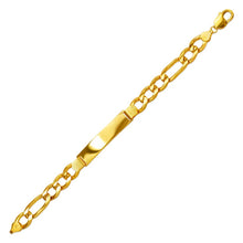 Load image into Gallery viewer, 14K Yellow Gold Figaro Chain ID Bracelet 10mm/10mm 8" 8.5" Engraving Available
