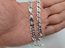 Load image into Gallery viewer, 925 Sterling Silver Rombo Double Link Chain Necklace Bracelet 8mm 7" to 30"
