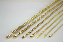 Load image into Gallery viewer, 14K Yellow Gold Hollow Franco Necklace Chain Box Link Men Women 2mm~3.5mm 16~30"
