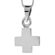Load image into Gallery viewer, 925 Sterling Silver Flat Plain Greek Cross Pendant 3/4 Inch (19mm) Tall
