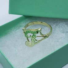 Load image into Gallery viewer, 10k Solid Yellow Gold Cursive Letter Initial Alphabet Ring [YOUR RING SIZE]
