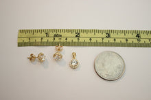 Load image into Gallery viewer, 14K Yellow Gold Round Solitaire Set Pendant Earrings Singapore Chain Necklace
