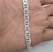 Load image into Gallery viewer, 925 Sterling Silver Flat Mariner Link Chain Diamond Cut Necklace 8mm 7" to 30"
