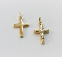 Load image into Gallery viewer, Authentic 14K Yellow Gold Cross Pendant with/out white gold Jesus 2 Styles
