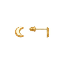 Load image into Gallery viewer, 14K Yellow Gold 5x6mm Moon Shape Stud Earrings High Polished Screw Backing
