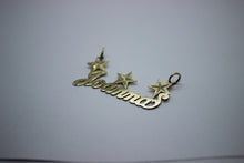 Load image into Gallery viewer, 10K Solid Yellow Gold Personalized Custom Handmade Name Pendant Charm with Stars
