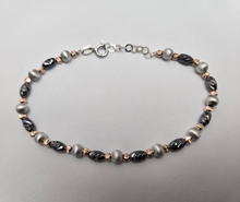 Load image into Gallery viewer, 925 Sterling Silver Black Rhodium Diamond Cut Bead Ball Bracelet, 7" Long
