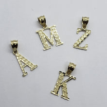 Load image into Gallery viewer, 10K Solid Yellow Gold Diamond Cut Small Initial Alphabet Letter Pendant Charm

