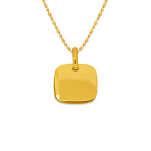 Load image into Gallery viewer, 14K Yellow White Gold Plain Square Pendant Disc Charm 13mm [Engraving Available]
