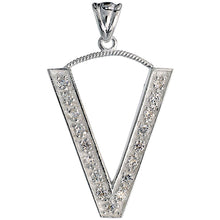 Load image into Gallery viewer, 925 Sterling Silver CZ Block Initial Letter Alphabet Pendant 1 5/8 Inch Wide
