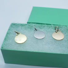 Load image into Gallery viewer, 14K Yellow White Rose Gold Plain Round Pendant Disc Delicate Charm 1.5g 11x15mm
