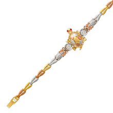 Load image into Gallery viewer, 14K Tricolor Gold Fancy Turtle Bracelet 5mm Wide 20mm Center, Set Available
