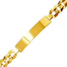 Load image into Gallery viewer, 14K Yellow Gold ID Bracelet 11mm ID 10mm Wide Curb Light Chain 8" 8.5" Engraving
