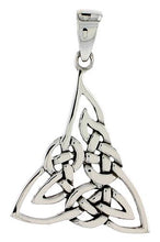 Load image into Gallery viewer, 925 Sterling Silver Large Celtic Leafy Triquetra Knot Pendant 1 (25mm) Inch Tall

