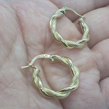 Load image into Gallery viewer, Authentic 10K Yellow Gold Round Twisted Hoop Door Knocker Earrings Women 3 Sizes
