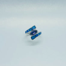 Load image into Gallery viewer, Sterling Silver Blue Synthetic Opal Hexagon Cut Ring
