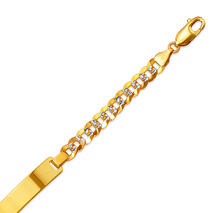 Load image into Gallery viewer, 14K White Pave Gold Curb Light ID Bracelet 7mm/6mm  7"~8" Engraving Available
