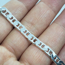 Load image into Gallery viewer, 925 Sterling Solid Silver Italy Flat Mariner Link Chain Necklace Bracelet 5.8mm
