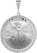Load image into Gallery viewer, 925 Sterling Silver 1 Onza Plata Libertad 36 mm Coins D/C Rope Bezel Prong Back
