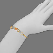 Load image into Gallery viewer, 14K Tricolor Gold 6mm Center, 1mm Ladies Bracelet High Polished Fancy Chain
