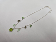 Load image into Gallery viewer, 925 Sterling Silver Anklet with Peridot Beads Bicone Crystal, Fits 9"-10" Ankles
