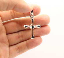 Load image into Gallery viewer, 925 Sterling Silver Skinny Beveled Edge Rhombus Shape Cross Pendant 28.3mm
