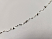 Load image into Gallery viewer, 925 Sterling Silver Wavy Link Anklet with Hearts 6mm, Fits 9" to 10" Ankles
