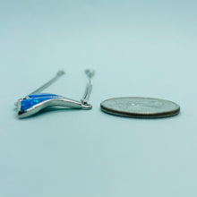 Load image into Gallery viewer, Sterling Silver Synthetic Opal Whale Tail Bracelet Women lobster lock
