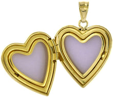 Load image into Gallery viewer, 3/4 inch 14k Gold Diamond Heart Locket Necklace for Mom with/out 2mm Rope Chain
