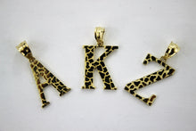 Load image into Gallery viewer, 10K Yellow Gold Nugget Initial A - Z Alphabet Pendant Charm &amp; Hollow Rope chain
