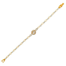 Load image into Gallery viewer, 14K Yellow Gold Fancy Bracelet High Polished Cubic Zirconia 4mm Wide 10mm Center
